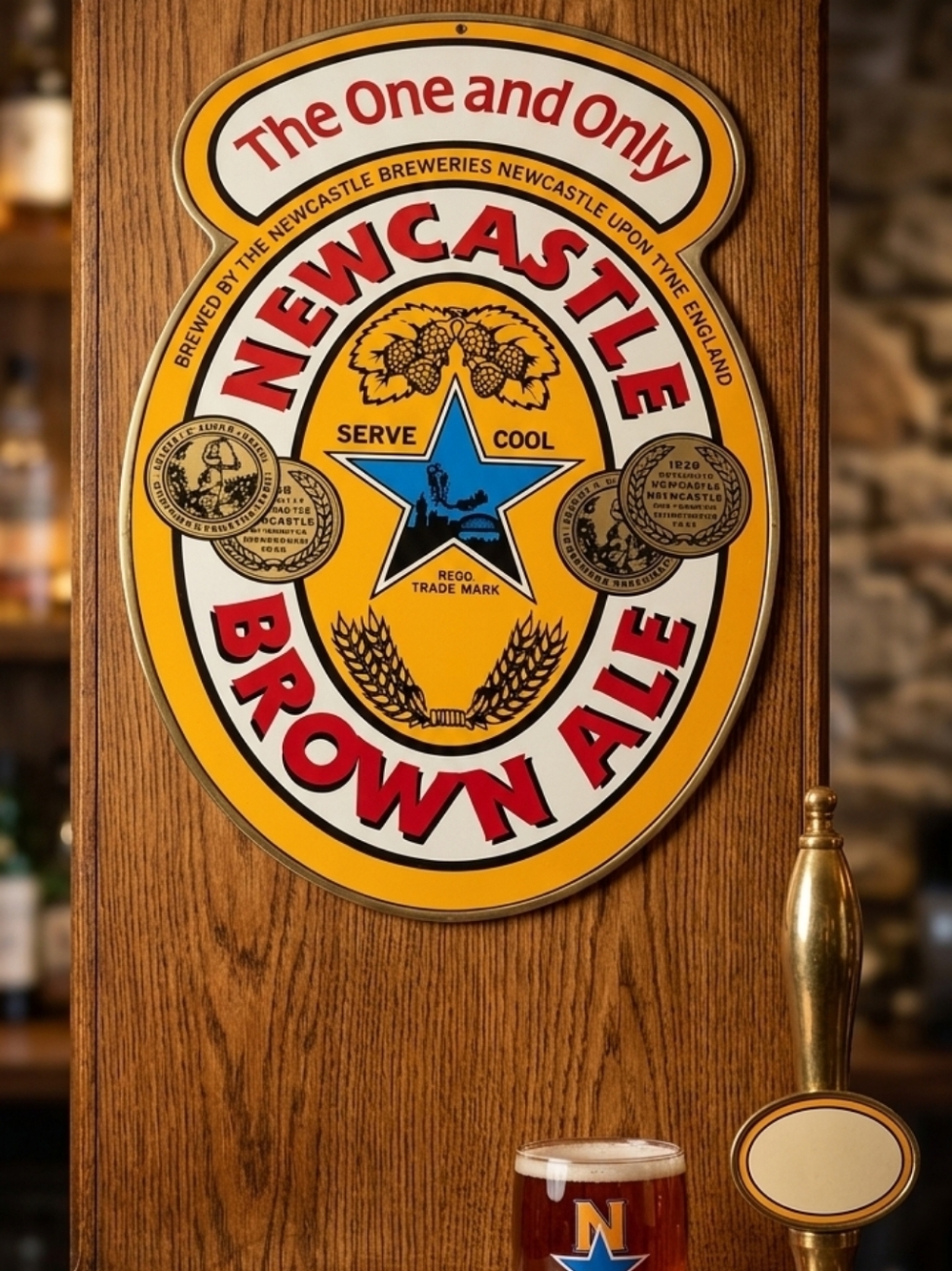 Newcastle Brown Ale Beer Tap Sign